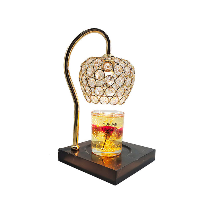 Traditionelle europäische Kristall-Eisen- und Marmor-Tal-Runde 1-Licht-Schmelzwachs-Tischlampe für das Bett 