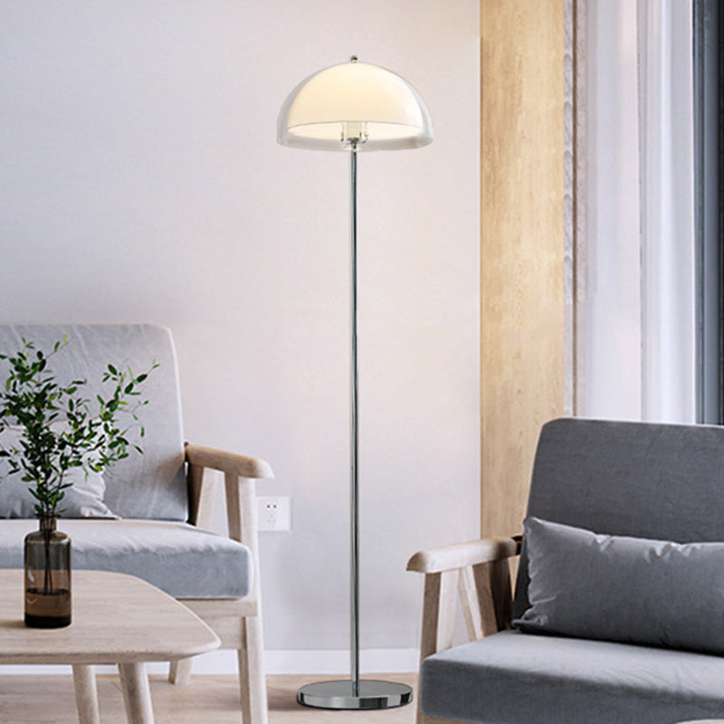 Contemporary Nordic Iron And Acrylic Dome-Shaped 1-Light Standing Floor Lamp For Living Room And Bedroom