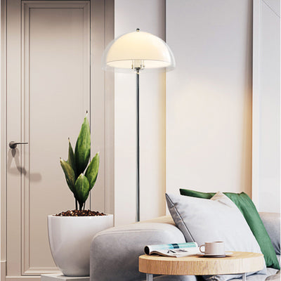 Contemporary Nordic Iron And Acrylic Dome-Shaped 1-Light Standing Floor Lamp For Living Room And Bedroom