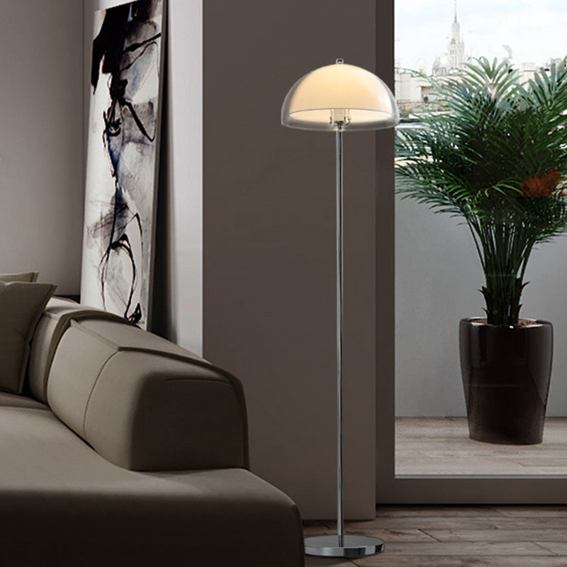 Contemporary Nordic Iron And Acrylic Dome-Shaped 1-Light Standing Floor Lamp For Living Room And Bedroom