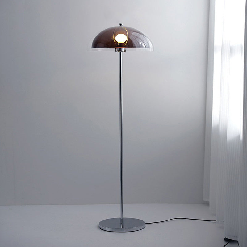 Contemporary Nordic Iron And Acrylic Dome-Shaped 1-Light Standing Floor Lamp For Living Room And Bedroom
