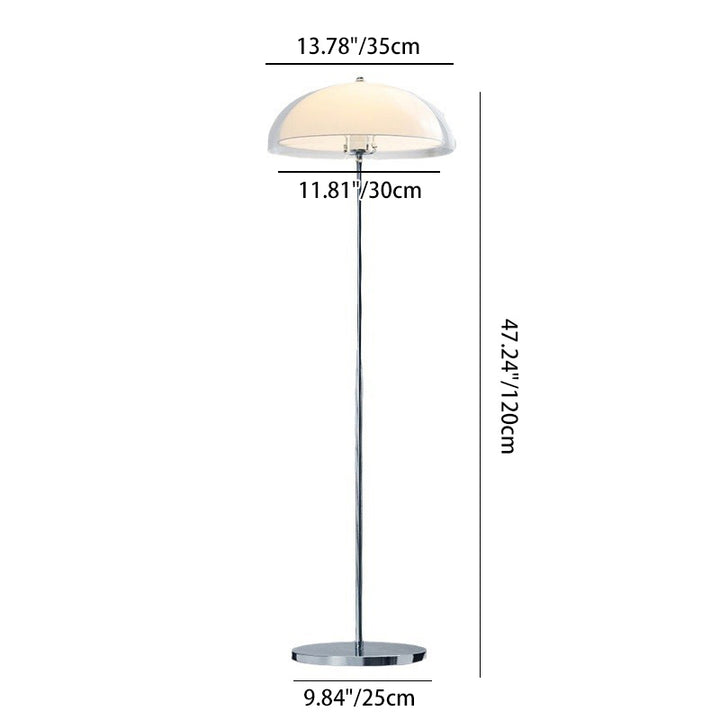 Contemporary Nordic Iron And Acrylic Dome-Shaped 1-Light Standing Floor Lamp For Living Room And Bedroom
