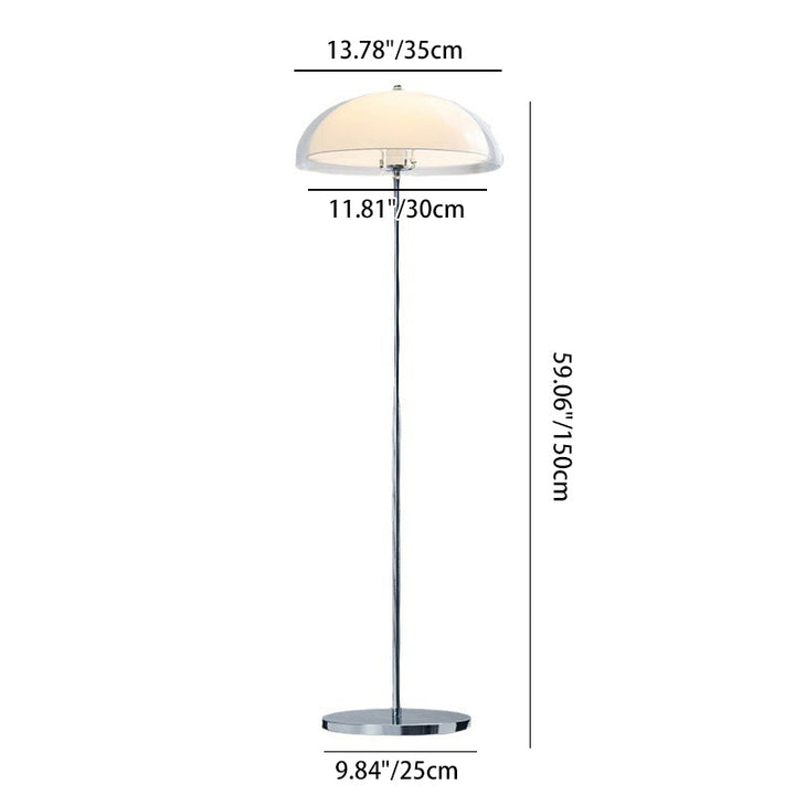 Contemporary Nordic Iron And Acrylic Dome-Shaped 1-Light Standing Floor Lamp For Living Room And Bedroom
