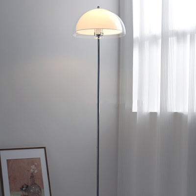 Contemporary Nordic Iron And Acrylic Dome-Shaped 1-Light Standing Floor Lamp For Living Room And Bedroom