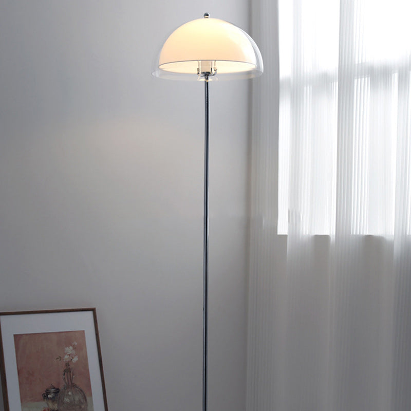 Contemporary Nordic Iron And Acrylic Dome-Shaped 1-Light Standing Floor Lamp For Living Room And Bedroom