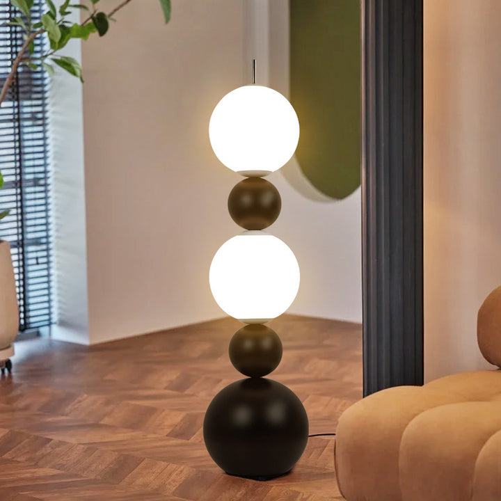 Lámpara de pie LED de hierro y acrílico en forma de calabaza estilo Art Deco moderno para sala de estar y dormitorio 