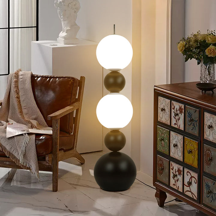 Lámpara de pie LED de hierro y acrílico en forma de calabaza estilo Art Deco moderno para sala de estar y dormitorio 