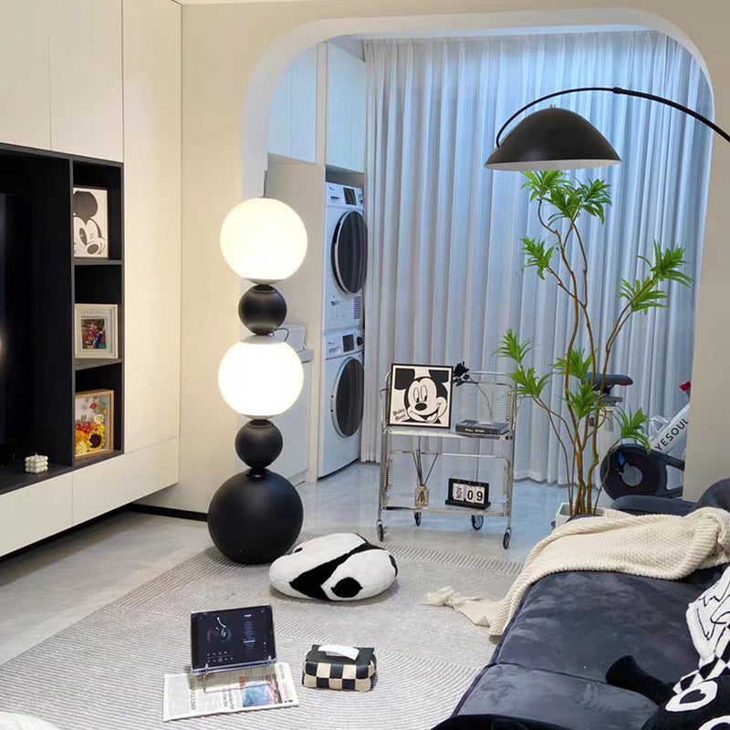 Modern Art Deco Iron And Acrylic Gourd-Shaped Ball LED Standing Floor Lamp For Living Room And Bedroom