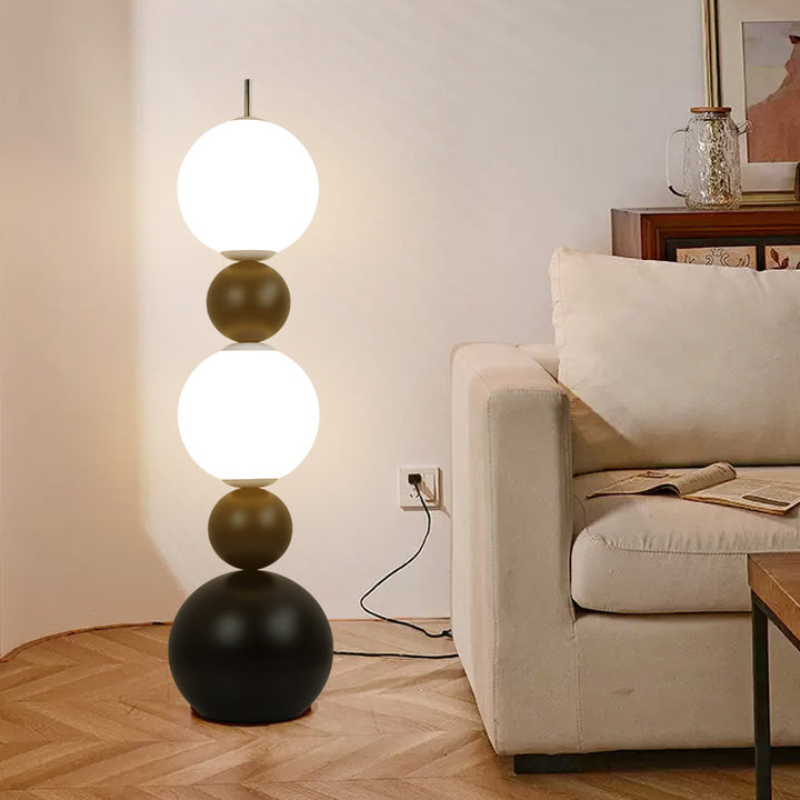 Lámpara de pie LED de hierro y acrílico en forma de calabaza estilo Art Deco moderno para sala de estar y dormitorio 