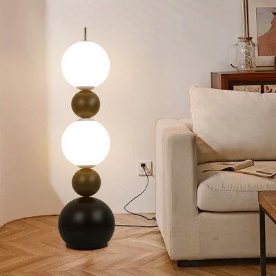Modern Art Deco Iron And Acrylic Gourd-Shaped Ball LED Standing Floor Lamp For Living Room And Bedroom