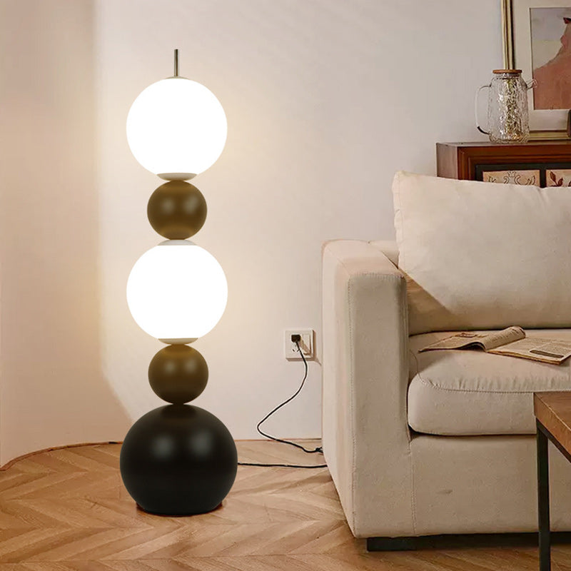 Modern Art Deco Iron And Acrylic Gourd-Shaped Ball LED Standing Floor Lamp For Living Room And Bedroom