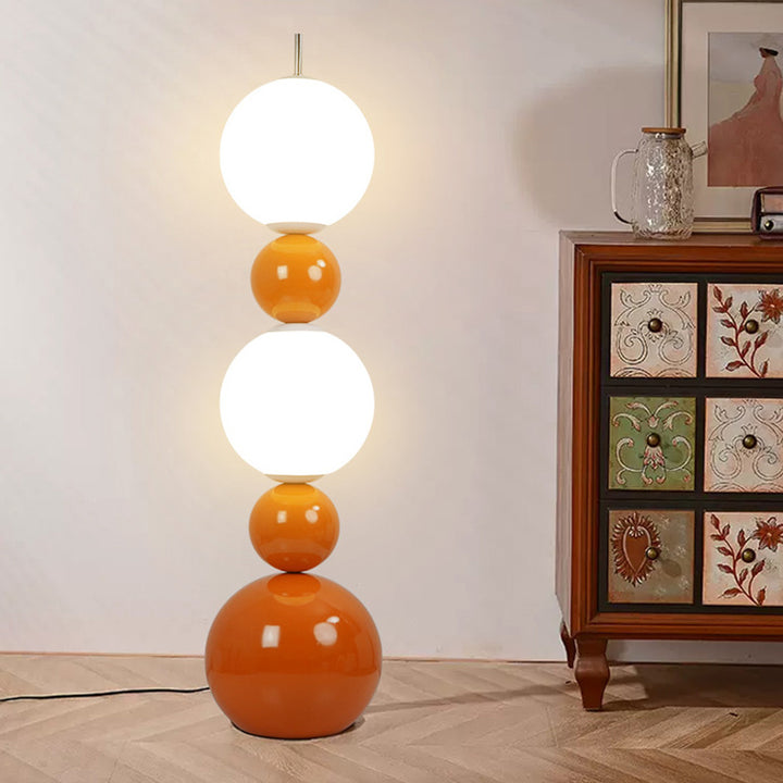 Lámpara de pie LED de hierro y acrílico en forma de calabaza estilo Art Deco moderno para sala de estar y dormitorio 