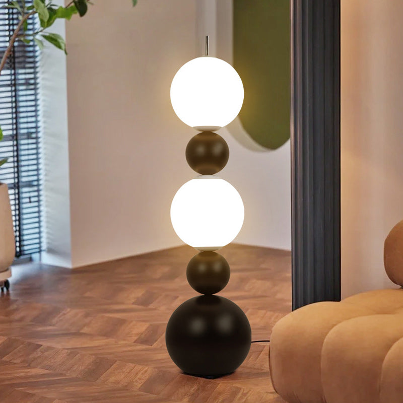 Modern Art Deco Iron And Acrylic Gourd-Shaped Ball LED Standing Floor Lamp For Living Room And Bedroom