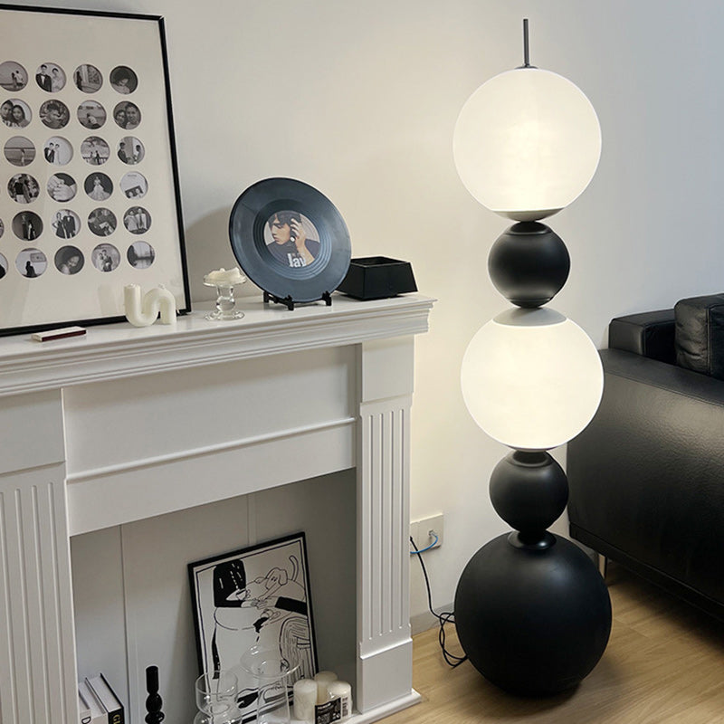 Modern Art Deco Iron And Acrylic Gourd-Shaped Ball LED Standing Floor Lamp For Living Room And Bedroom