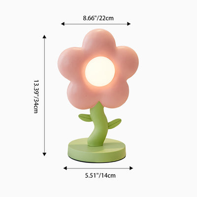 Contemporary Creative USB Kids Resin And Iron Floral LED Table Lamp For Bedroom