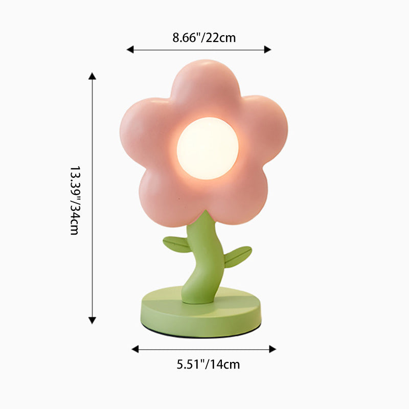 Contemporary Creative USB Kids Resin And Iron Floral LED Table Lamp For Bedroom