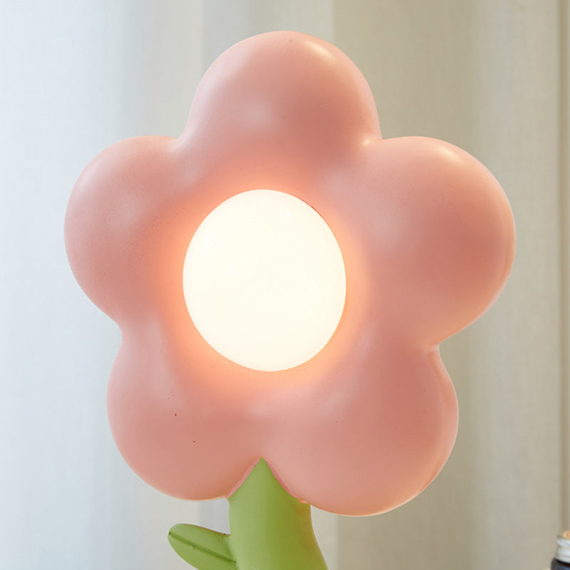 Contemporary Creative USB Kids Resin And Iron Floral LED Table Lamp For Bedroom