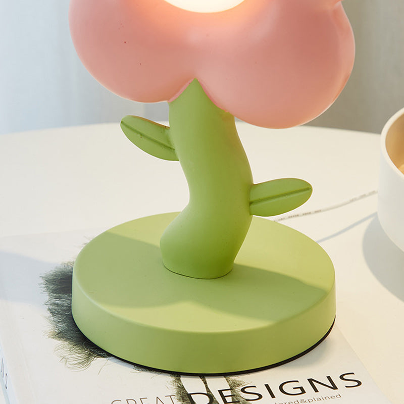 Contemporary Creative USB Kids Resin And Iron Floral LED Table Lamp For Bedroom