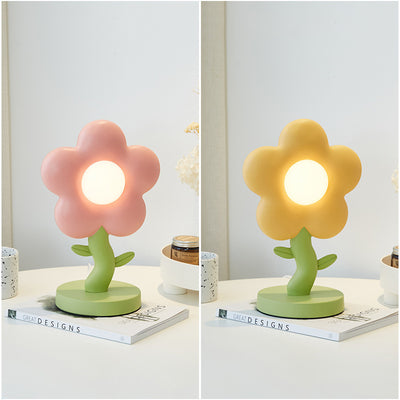 Contemporary Creative USB Kids Resin And Iron Floral LED Table Lamp For Bedroom
