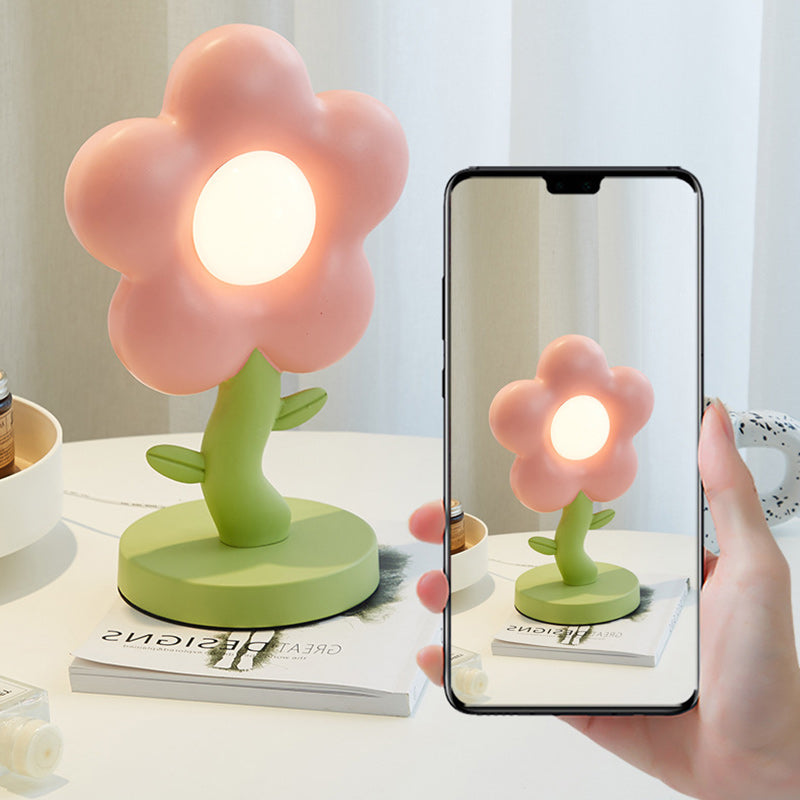 Contemporary Creative USB Kids Resin And Iron Floral LED Table Lamp For Bedroom