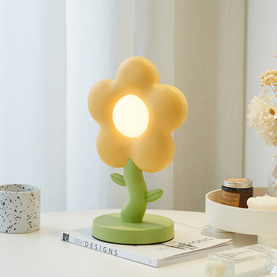 Contemporary Creative USB Kids Resin And Iron Floral LED Table Lamp For Bedroom
