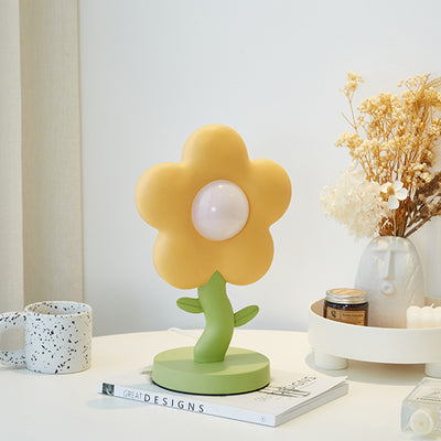 Contemporary Creative USB Kids Resin And Iron Floral LED Table Lamp For Bedroom