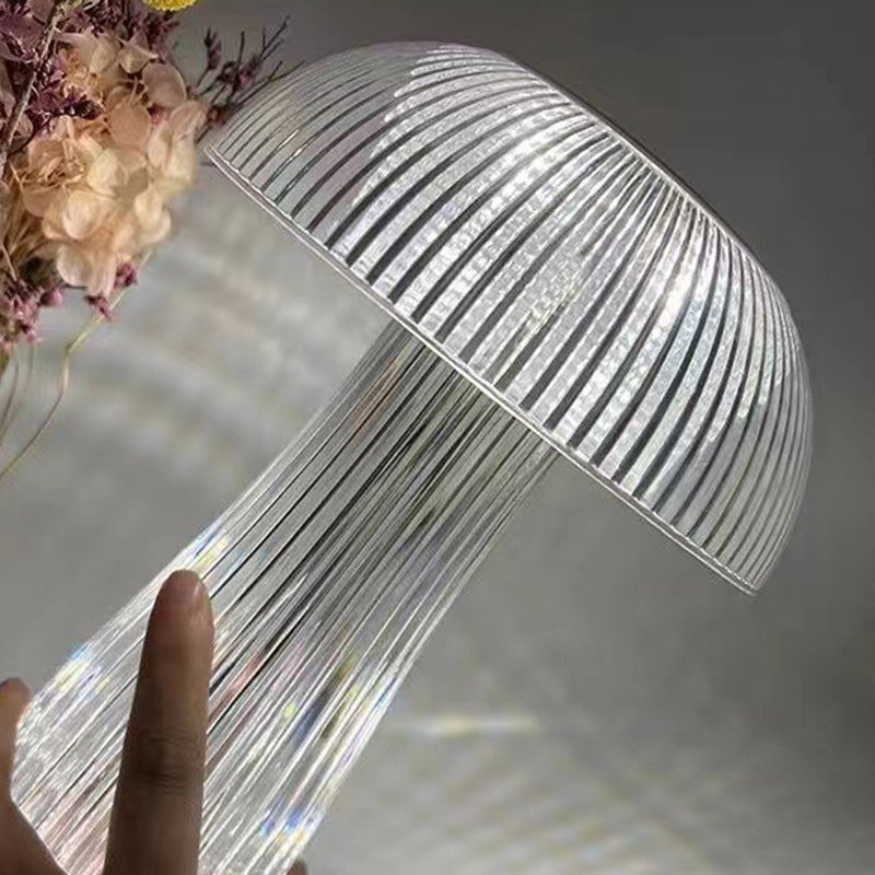 Lampe de table LED sans fil en acrylique rechargeable créative contemporaine avec méduse pour chambre à coucher 