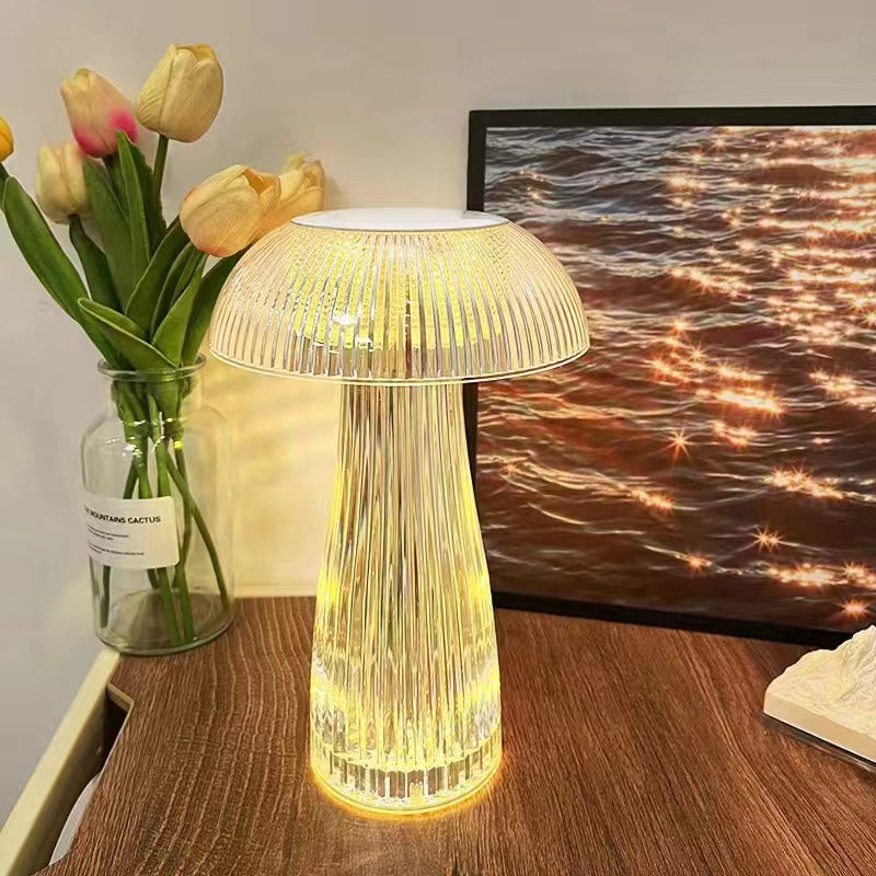 Lampe de table LED sans fil en acrylique rechargeable créative contemporaine avec méduse pour chambre à coucher 