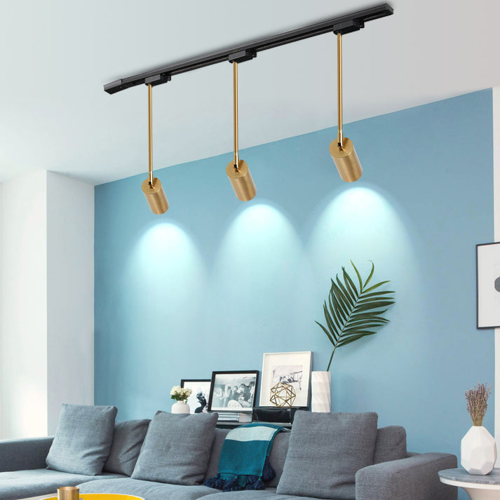 Zeitgenössische nordische zylindrische LED-Pendelleuchte Schienenbeleuchtung Spotlight für Esszimmer 
