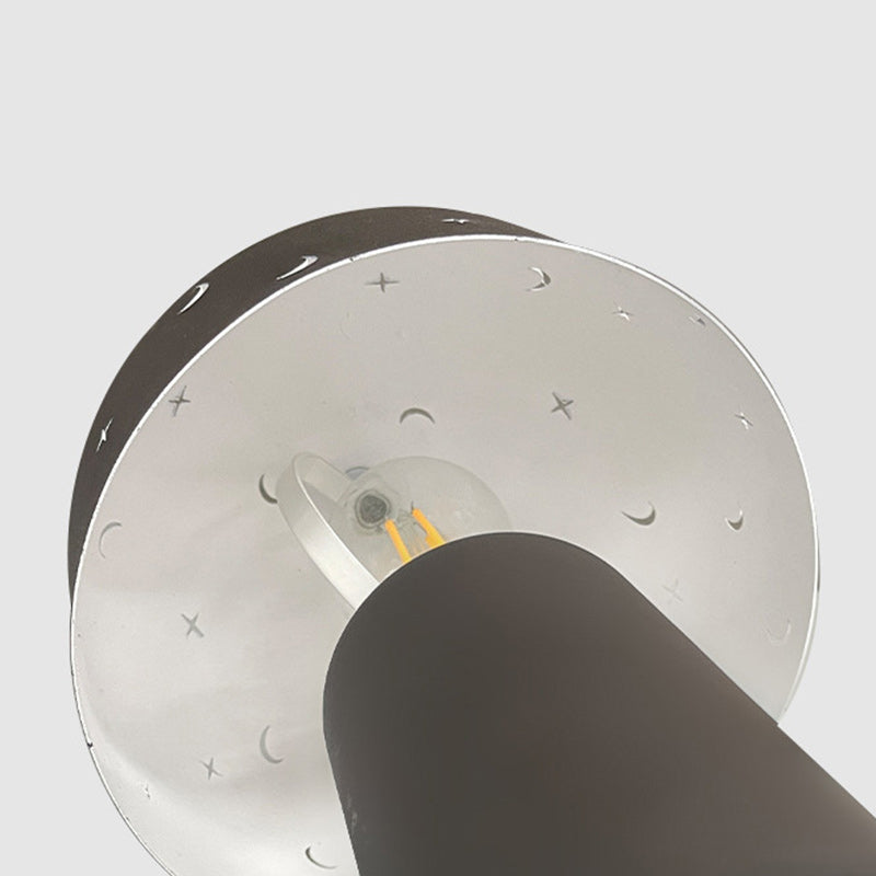 Contemporary Nordic Battery Metal & Glass Hollow Starry Mushroom Dome LED Table Lamp For Bedroom