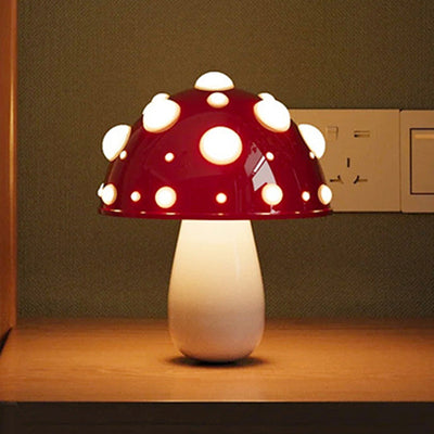 モダンアールデコ充電式アイアン＆PCマッシュルームLEDテーブルランプナイトライトベッドルーム用 