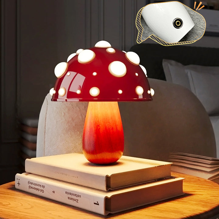 Modern Art Deco Rechargeable Iron &amp; PC Mushroom LED Table Lamp Night Light For Bedroom