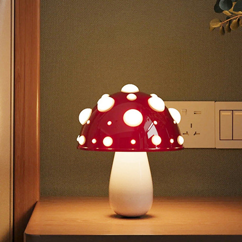 Modern Art Deco Rechargeable Iron &amp; PC Mushroom LED Table Lamp Night Light For Bedroom