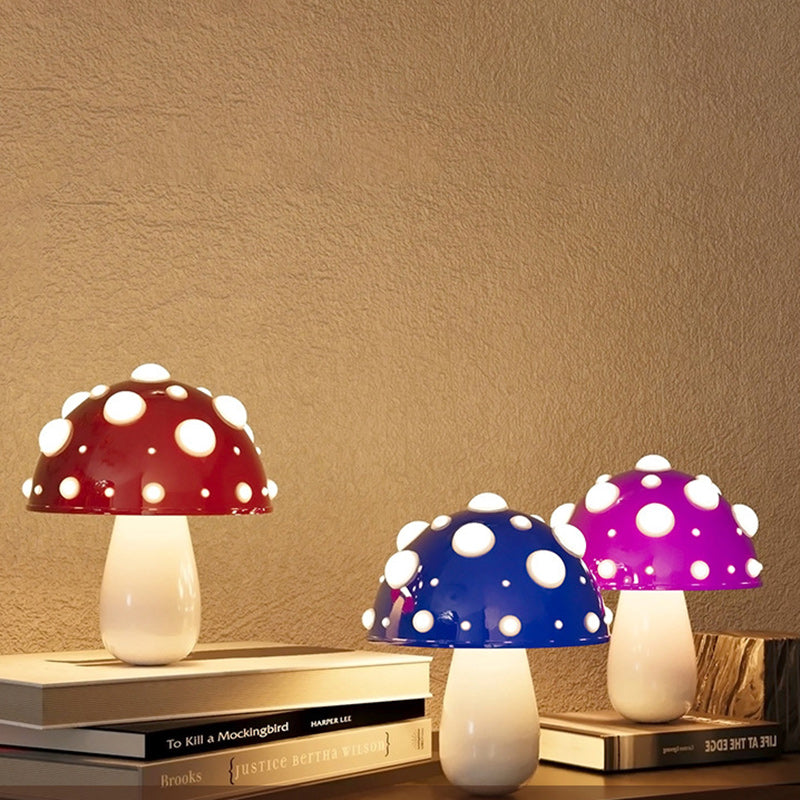Modern Art Deco Rechargeable Iron &amp; PC Mushroom LED Table Lamp Night Light For Bedroom