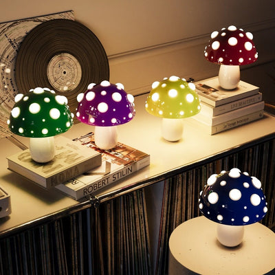 モダンアールデコ充電式アイアン＆PCマッシュルームLEDテーブルランプナイトライトベッドルーム用 