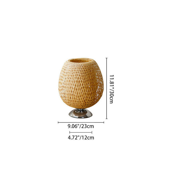 Traditionelle japanische Weben Bambus Holz &amp; Metall Oval 1-Licht Tischlampe für Schlafzimmer &amp; Esszimmer 