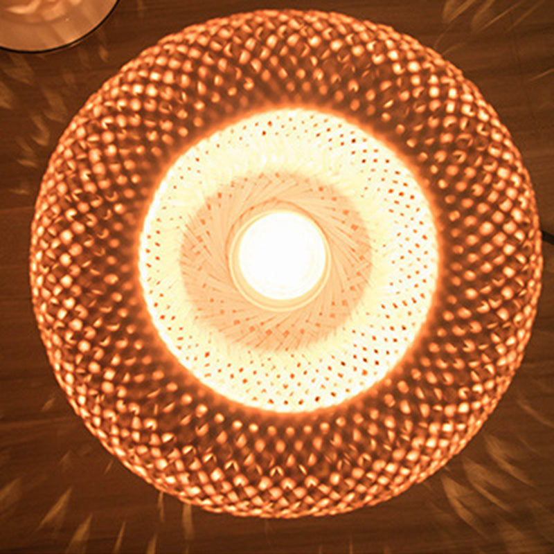 Traditionelle japanische Weben Bambus Holz &amp; Metall Oval 1-Licht Tischlampe für Schlafzimmer &amp; Esszimmer 
