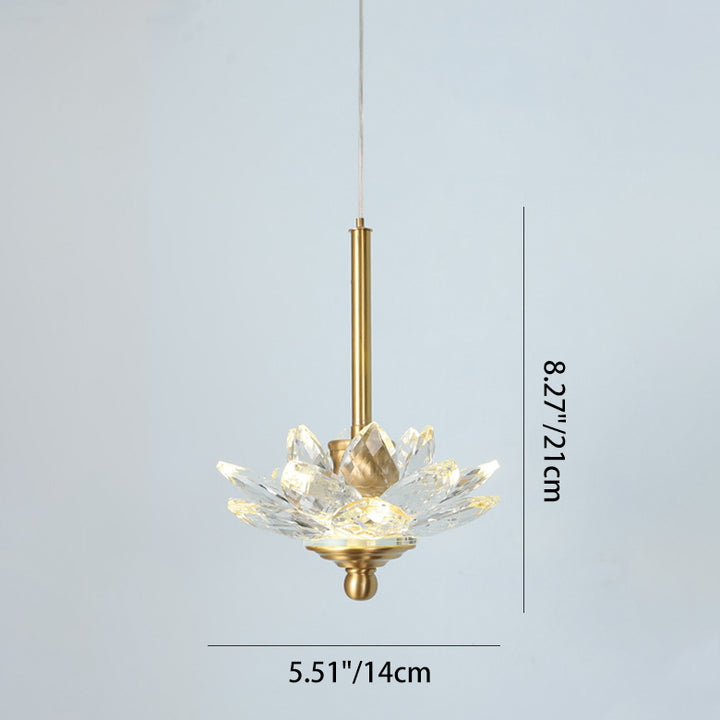 Lustre LED en cristal et laiton Lotus de luxe contemporain pour chevet 
