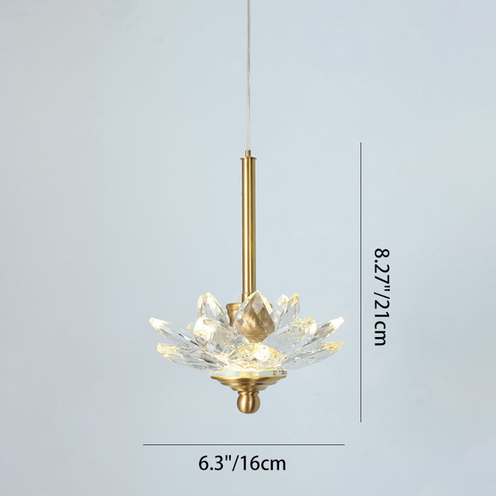 Lustre LED en cristal et laiton Lotus de luxe contemporain pour chevet 