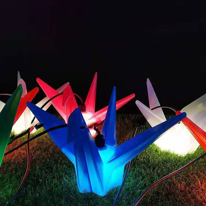 Créatif Contemporain Étanche PS Origami Grue LED Lumière Extérieure Éclairage Paysager Pour Jardin & Patio Extérieur 