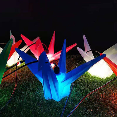 Créatif Contemporain Étanche PS Origami Grue LED Lumière Extérieure Éclairage Paysager Pour Jardin & Patio Extérieur 