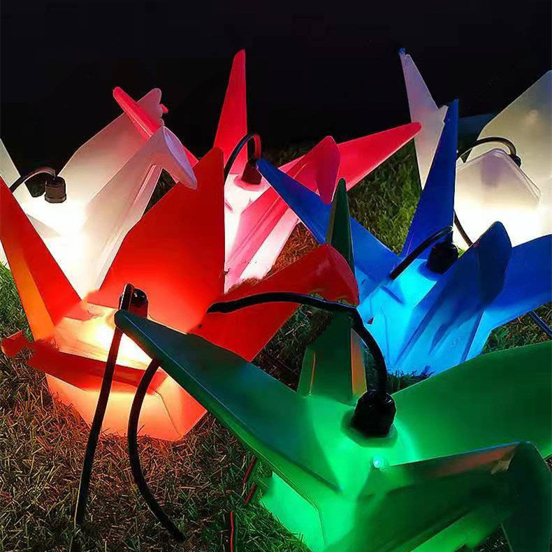 Créatif Contemporain Étanche PS Origami Grue LED Lumière Extérieure Éclairage Paysager Pour Jardin & Patio Extérieur 