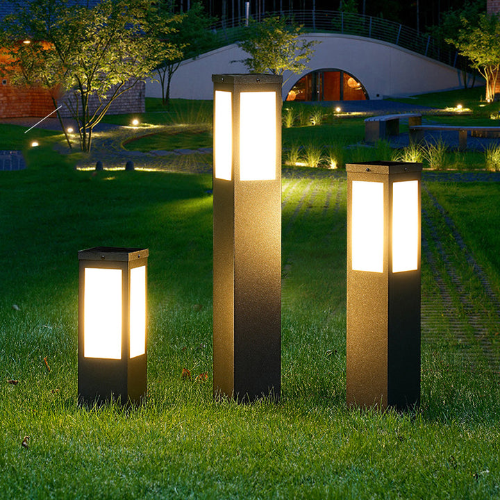 Modern Minimalist Solar Waterproof Metal &amp; PC Pillar LED Outdoor Light Landscape Lighting For Garden &amp; Outdoor Patio