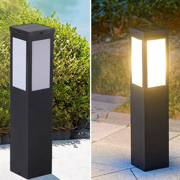 Modern Minimalist Solar Waterproof Metal &amp; PC Pillar LED Outdoor Light Landscape Lighting For Garden &amp; Outdoor Patio