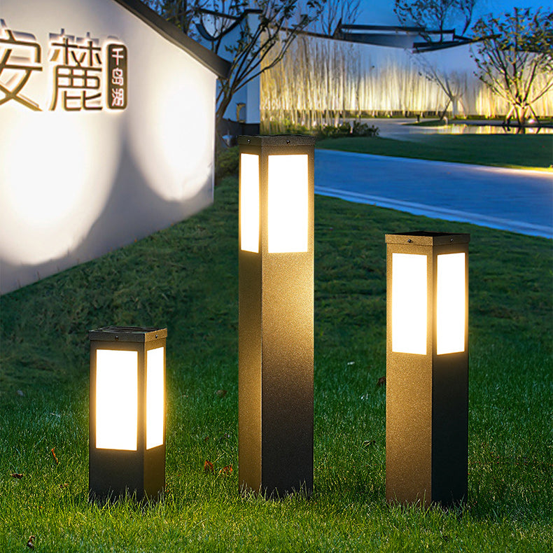 Modern Minimalist Solar Waterproof Metal &amp; PC Pillar LED Outdoor Light Landscape Lighting For Garden &amp; Outdoor Patio