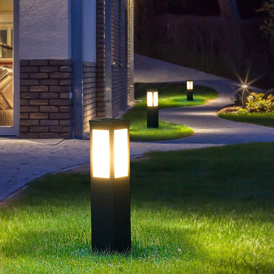 Éclairage paysager moderne minimaliste solaire étanche en métal et PC avec LED pour jardin et patio extérieur 