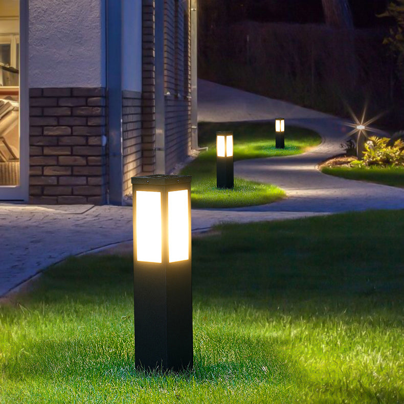 Éclairage paysager moderne minimaliste solaire étanche en métal et PC avec LED pour jardin et patio extérieur 