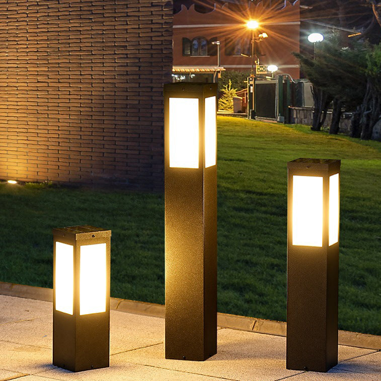 Modern Minimalist Solar Waterproof Metal &amp; PC Pillar LED Outdoor Light Landscape Lighting For Garden &amp; Outdoor Patio
