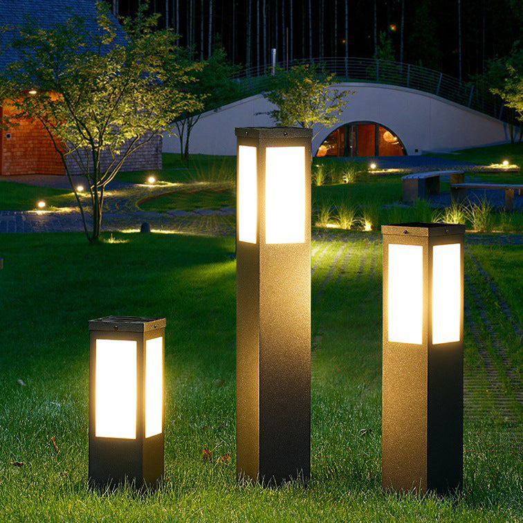 Modern Minimalist Solar Waterproof Metal &amp; PC Pillar LED Outdoor Light Landscape Lighting For Garden &amp; Outdoor Patio