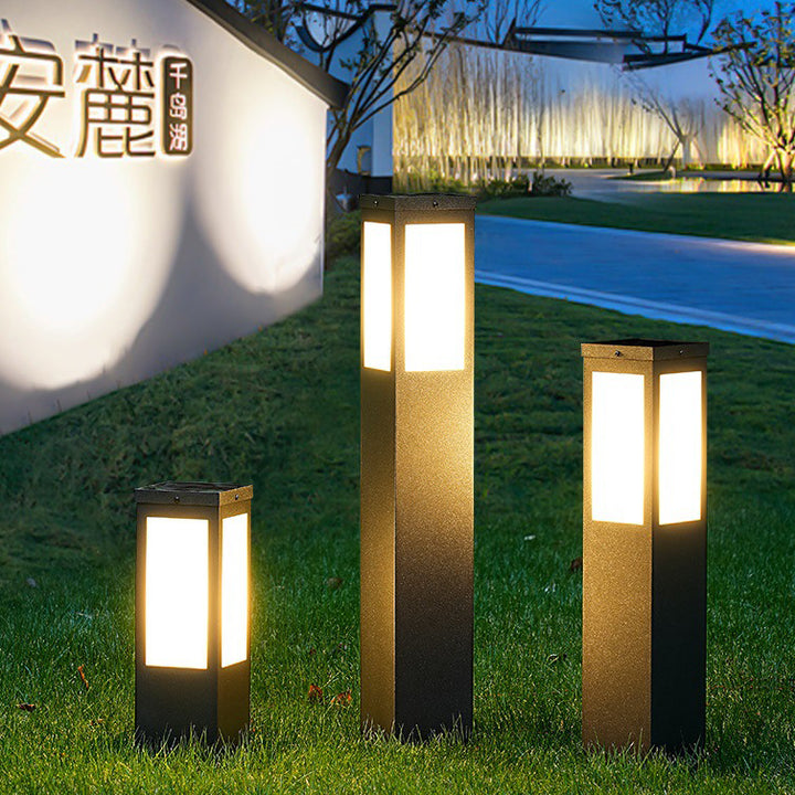 Modern Minimalist Solar Waterproof Metal &amp; PC Pillar LED Outdoor Light Landscape Lighting For Garden &amp; Outdoor Patio